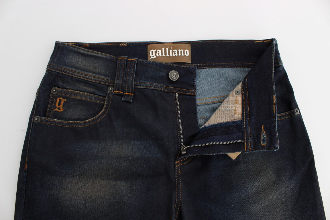 John Galliano Blaue Waschung Baumwollmischung Boyfriend Fit Jeans