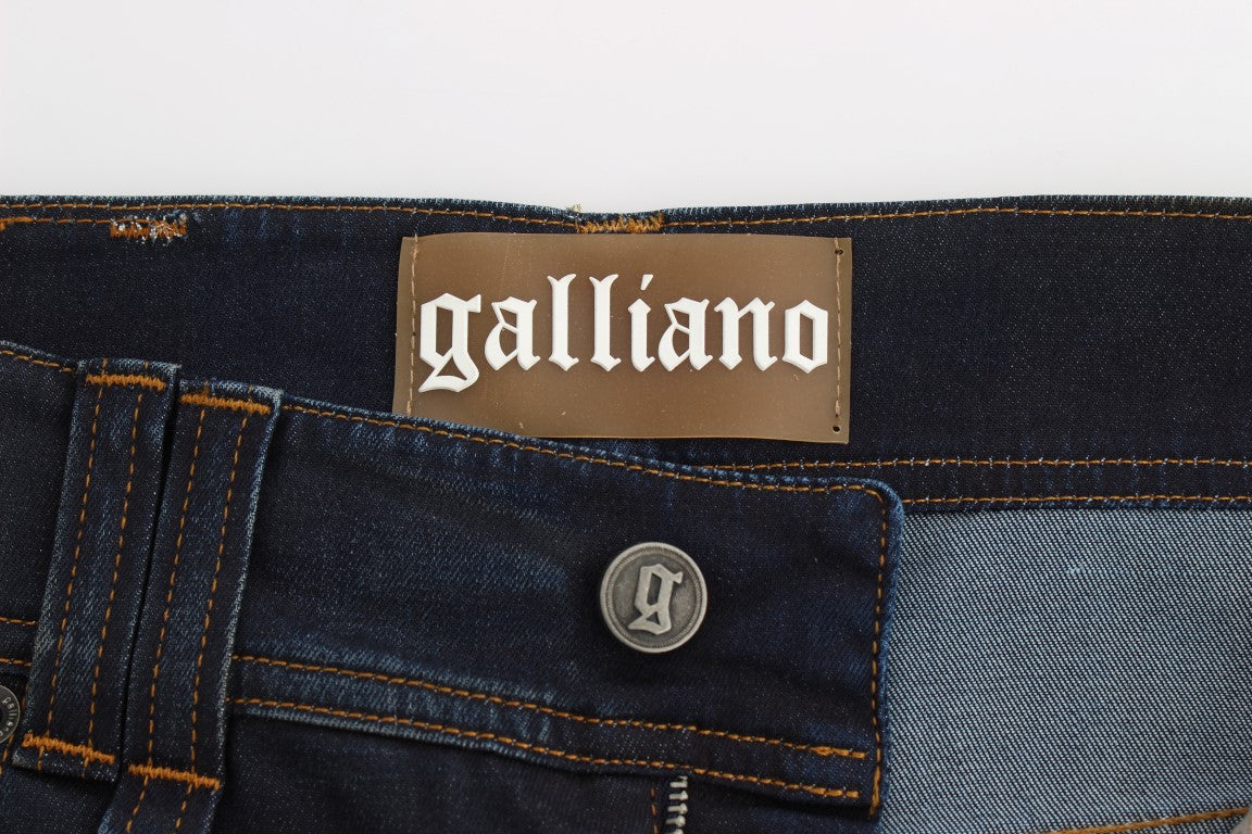 John Galliano Blaue Waschung Baumwollmischung Boyfriend Fit Jeans