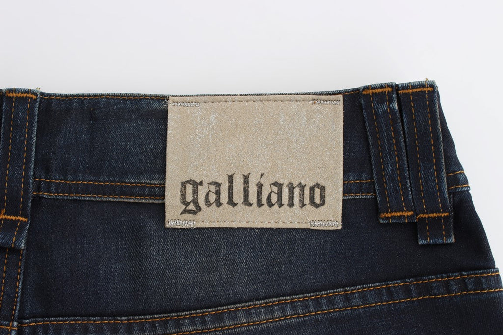 John Galliano Blaue Waschung Baumwollmischung Boyfriend Fit Jeans