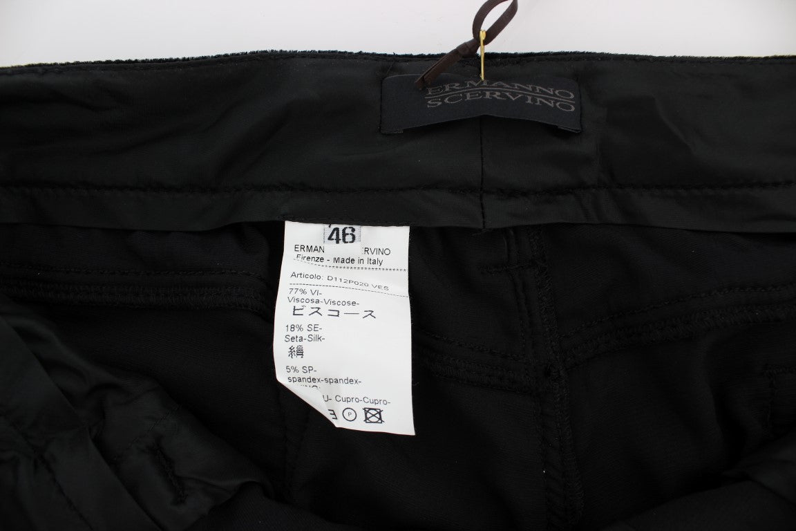 Ermanno Scervino Schwarze Slim Fit-Hose aus Viskosemischung und Samt