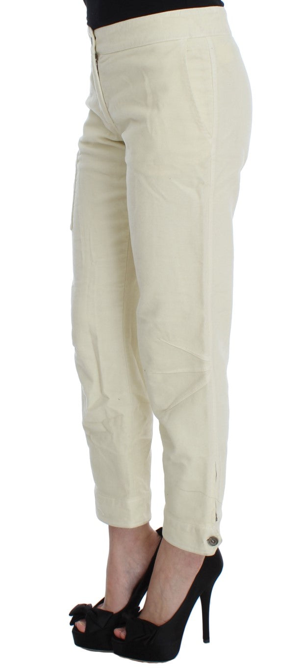 Ermanno Scervino Beigefarbene Capri-Cargo-Hose aus Baumwolle