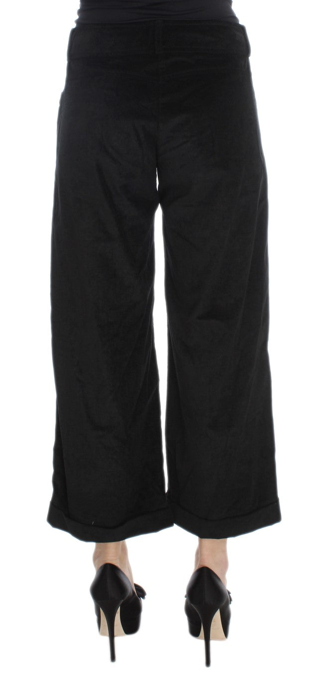 Ermanno Scervino Schwarze Capri-Bootcut-Hose aus Samt und Baumwolle