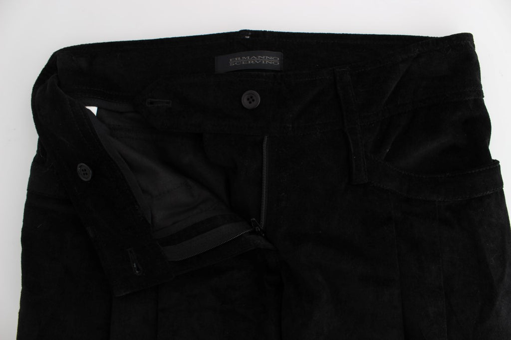 Ermanno Scervino Schwarze Capri-Bootcut-Hose aus Samt und Baumwolle
