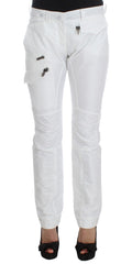 Ermanno Scervino Weiße Nylon gepolsterte Slim Fit Cargohose