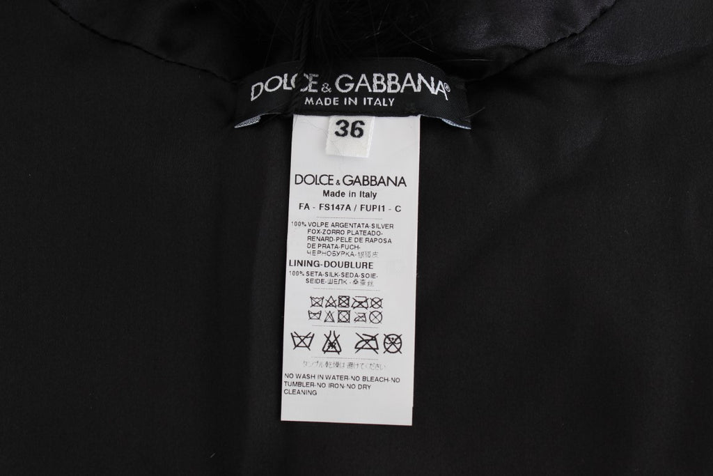 Dolce & Gabbana Schwarzer Fuchspelz-Kragenschal