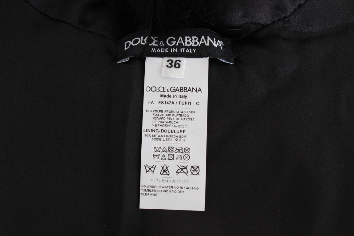 Dolce & Gabbana Schwarzer Fuchspelz-Kragenschal