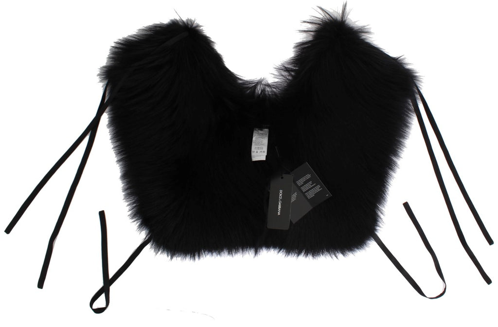 Dolce & Gabbana Schwarzer Fuchs Pelz Schulter Wrap Cover Kragen Schal