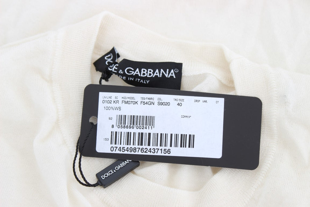 Dolce & Gabbana Weißer Pullover aus 100% Kaschmir