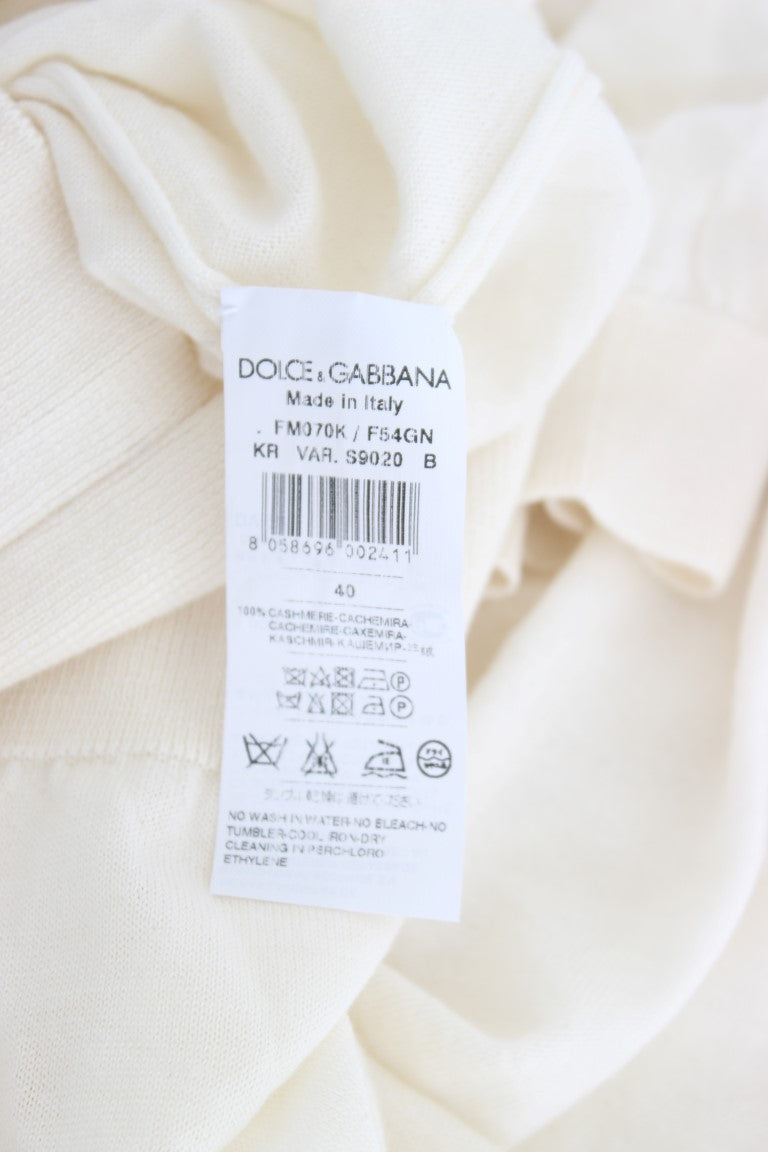 Dolce & Gabbana Weißer Pullover aus 100% Kaschmir