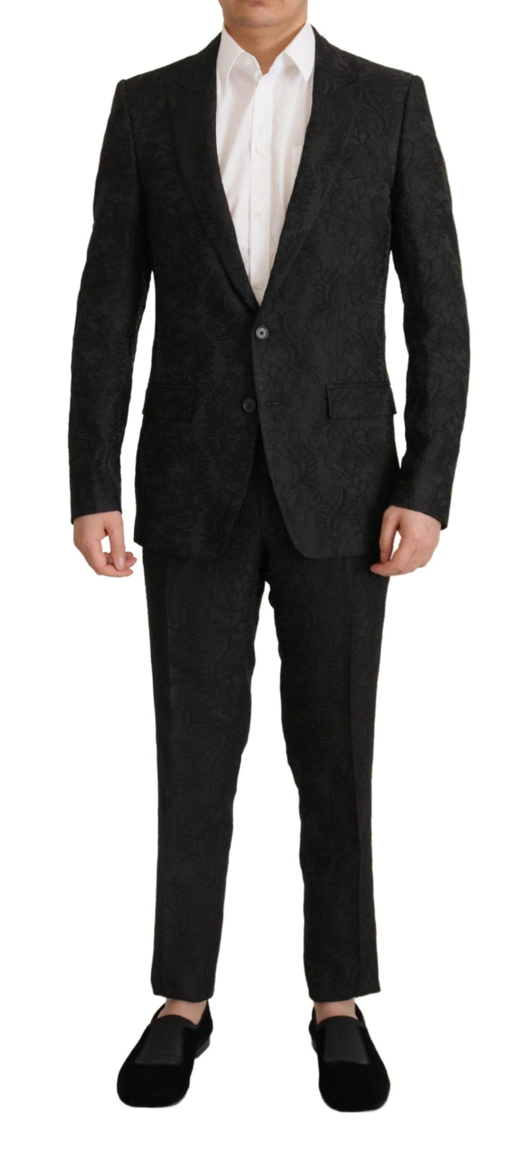 Dolce & Gabbana Schwarzer Brokat-Anzug 2 Stück MARTINI Anzug