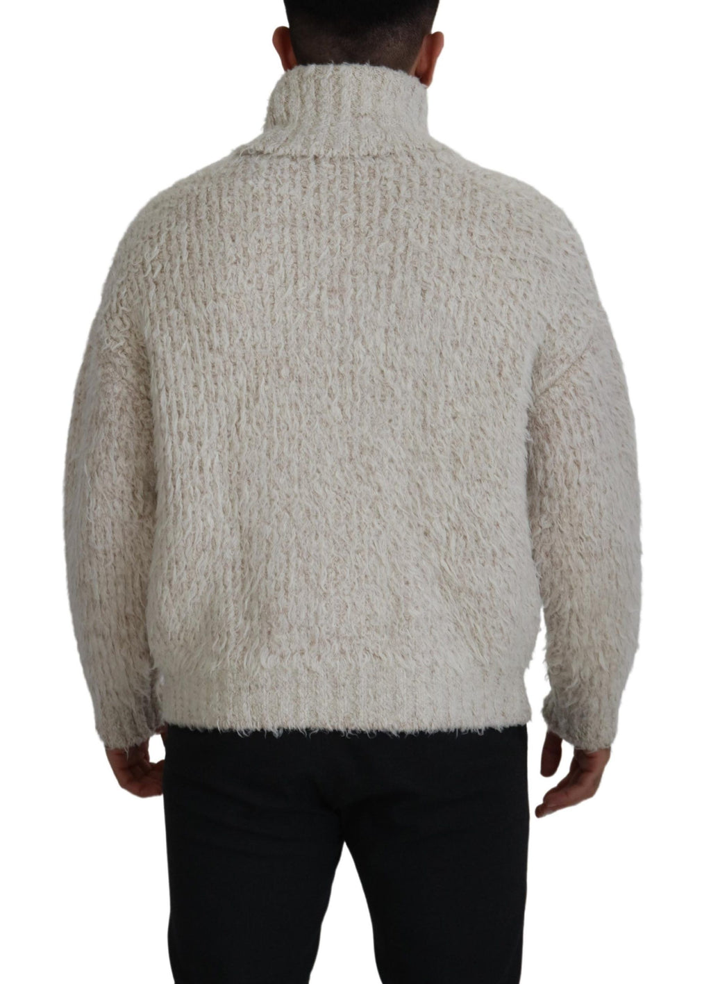 Dolce & Gabbana Rollkragenpullover aus cremefarbenem Wollstrick