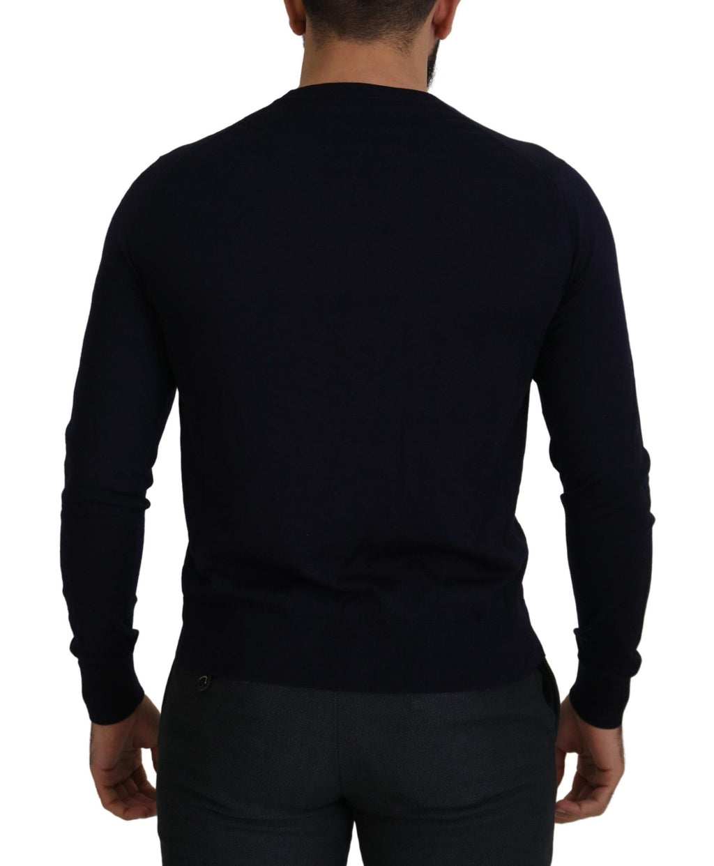 Dolce & Gabbana Blauer Woll-Daunen-Cardigan-Pullover für Personal