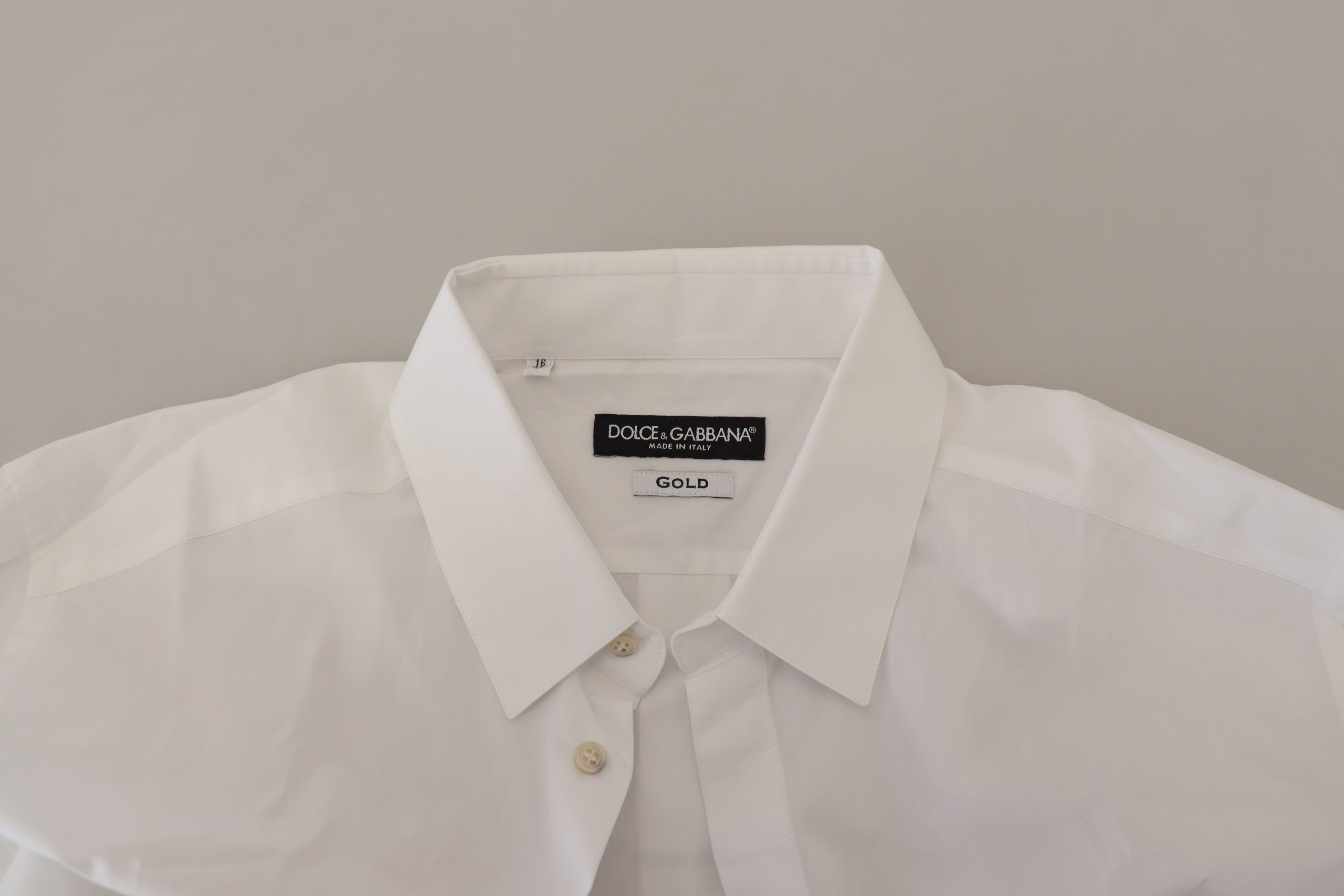 Dolce & Gabbana Weißes Baumwoll-Hemd mit Pfauenfeder-Stickerei, GOLD, formell