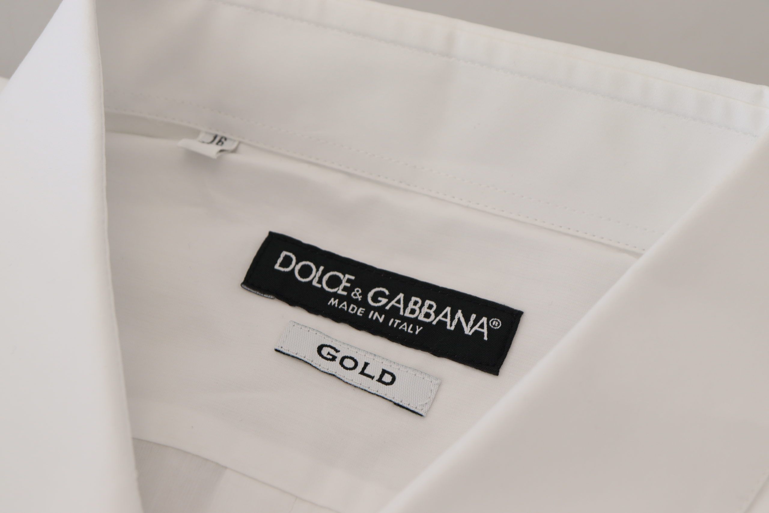 Dolce & Gabbana Weißes Baumwoll-Hemd mit Pfauenfeder-Stickerei, GOLD, formell