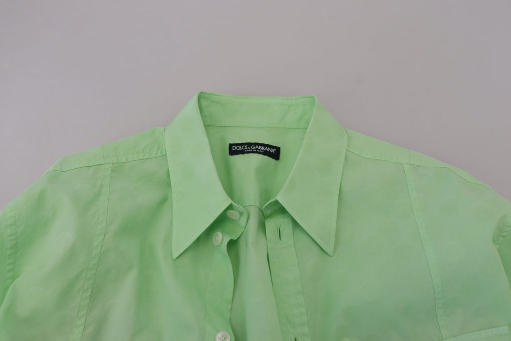 Dolce & Gabbana Mintgrünes Langarmhemd mit Knopfleiste