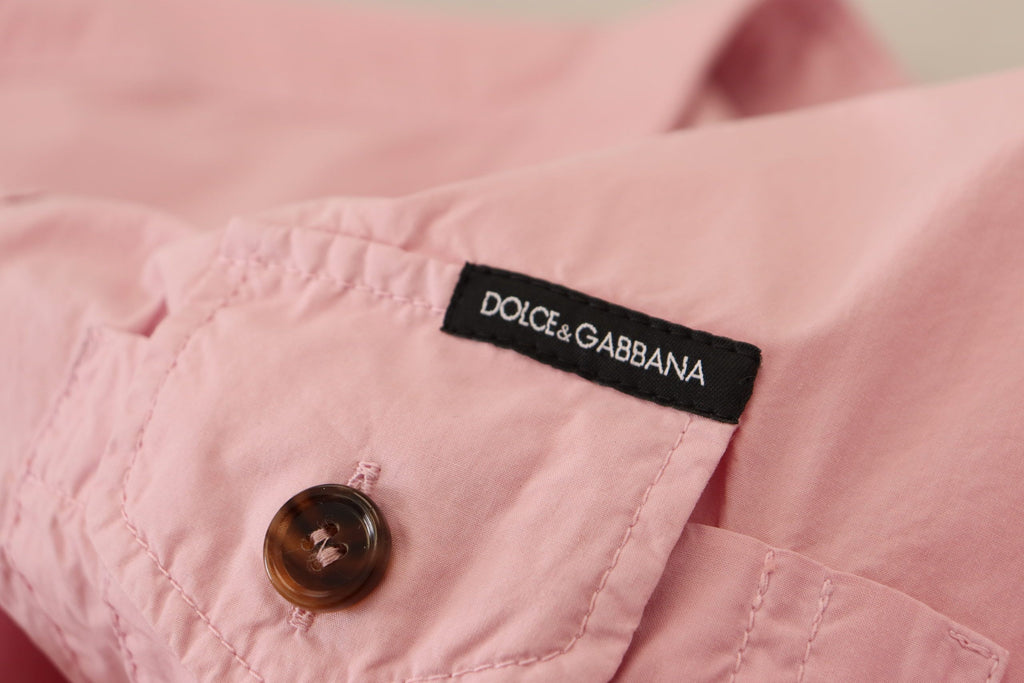 Dolce & Gabbana Rosa lässiges Button Down Hemd mit langen Ärmeln