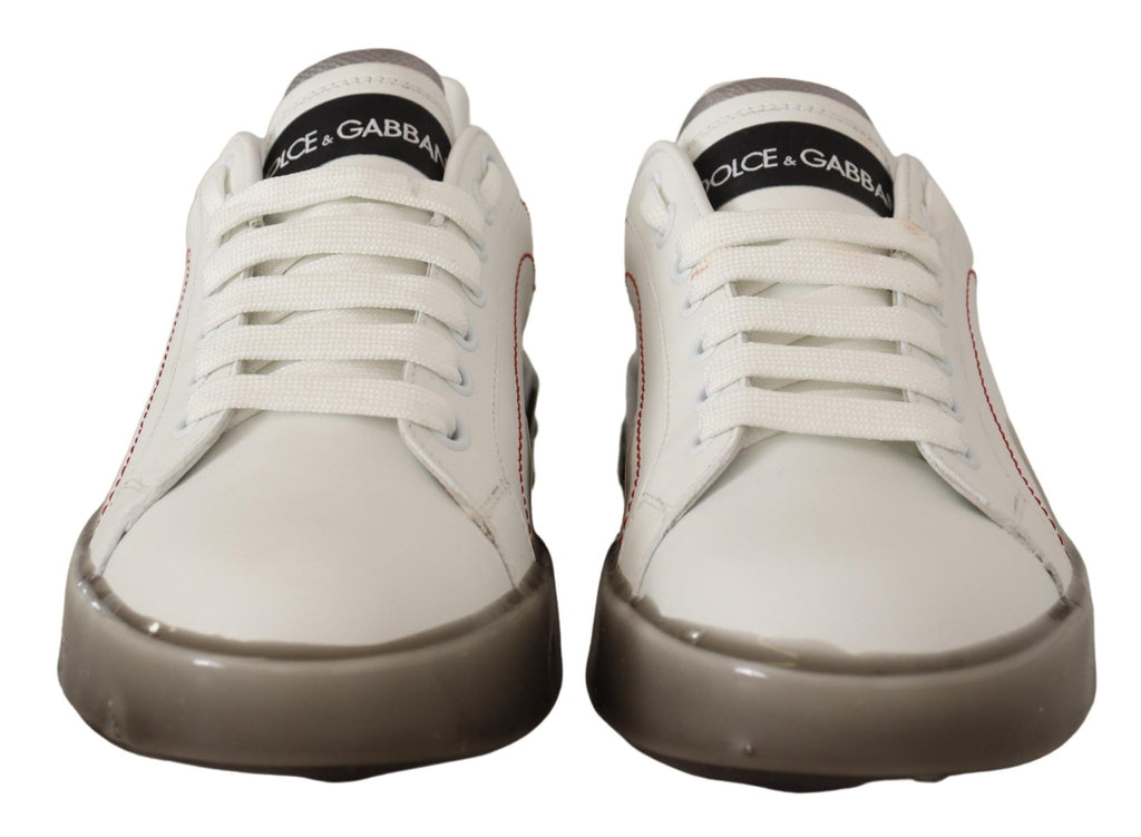 Dolce & Gabbana Weiße Lederschuhe Damen Logo Portofino Sneakers