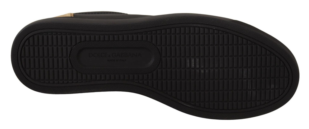 Dolce & Gabbana Schwarz Gold Leder Low Top Sneakers Damen Schuhe