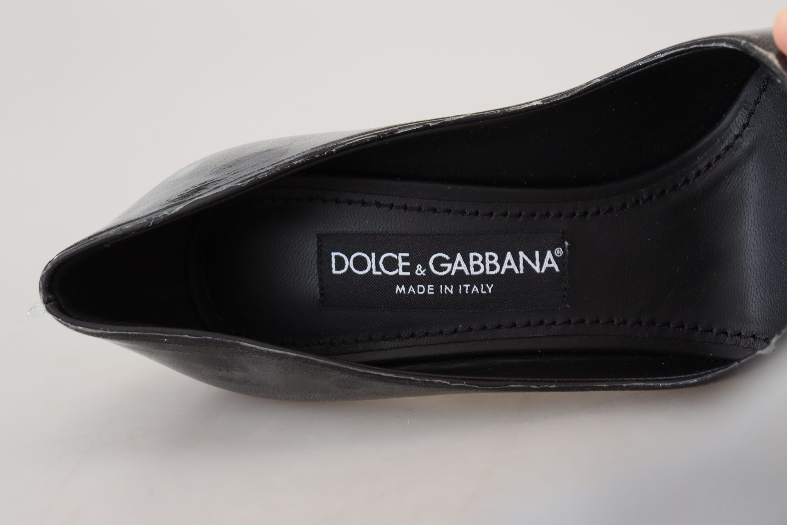 Dolce & Gabbana Schwarze Lederpumps Schuhe in Plastikfolie