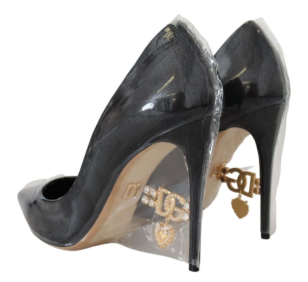 Dolce & Gabbana Schwarze Lederpumps Schuhe in Plastikfolie