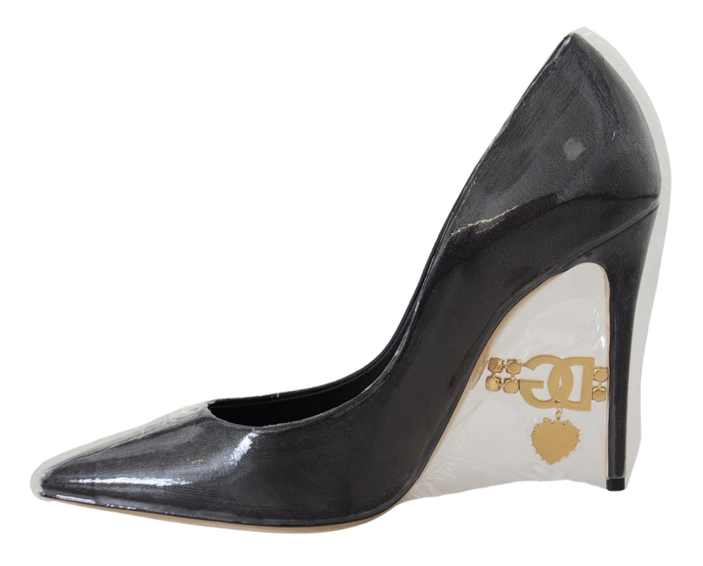 Dolce & Gabbana Schwarze Lederpumps Schuhe in Plastikfolie