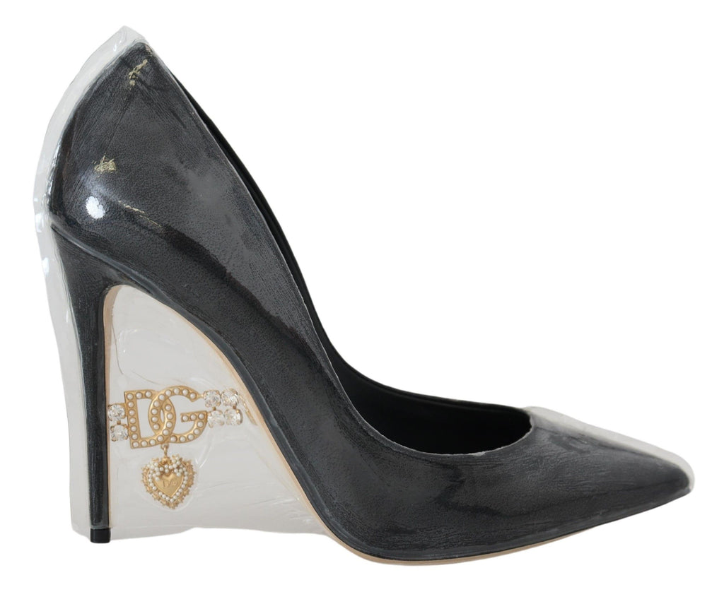 Dolce & Gabbana Schwarze Lederpumps Schuhe in Plastikfolie