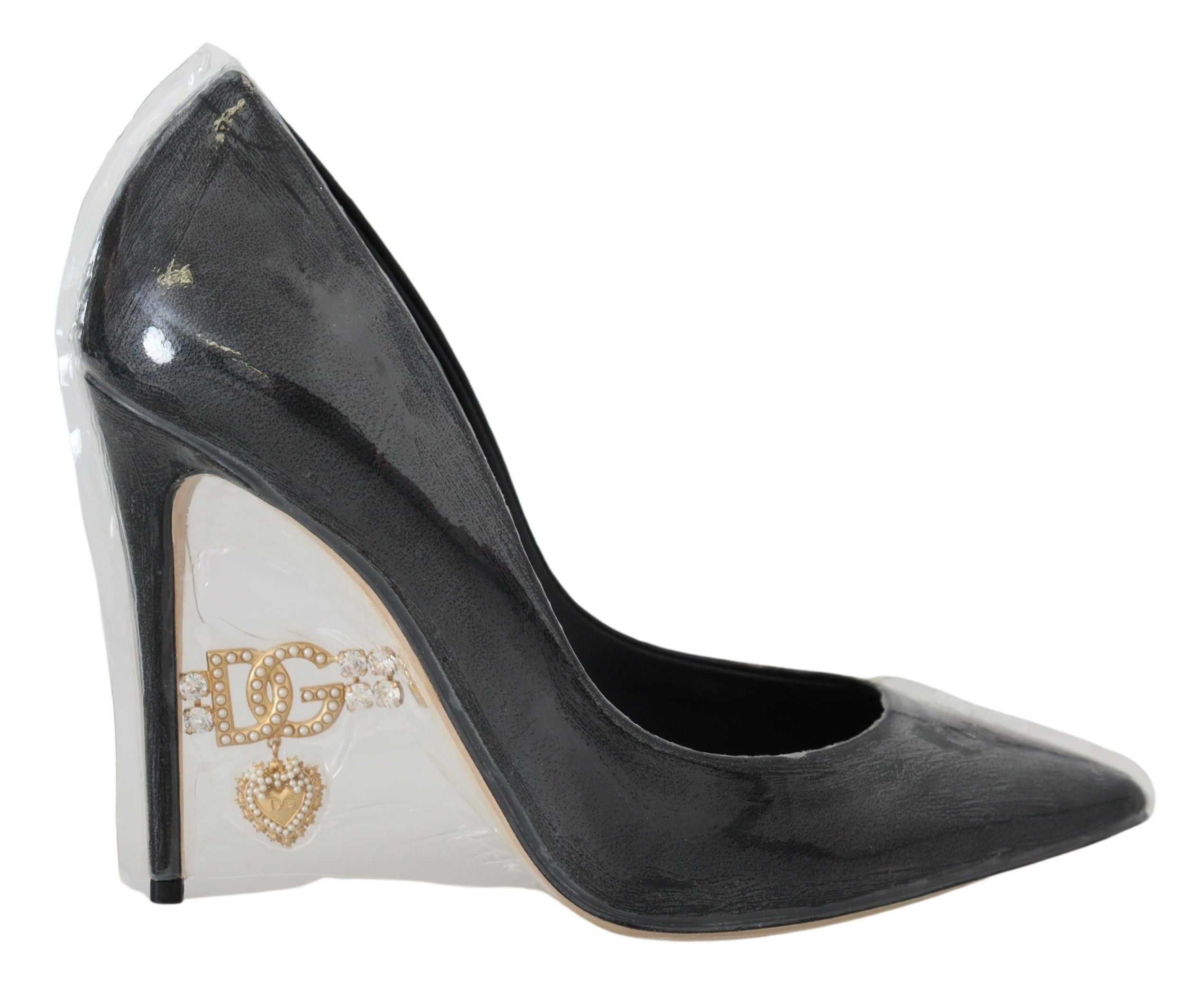 Dolce & Gabbana Schwarze Lederpumps Schuhe in Plastikfolie