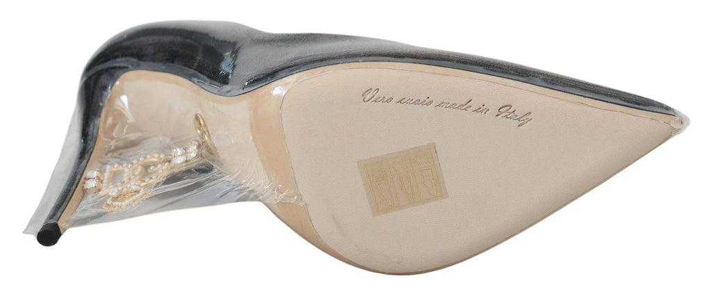 Dolce & Gabbana Schwarze Lederpumps Schuhe in Plastikfolie