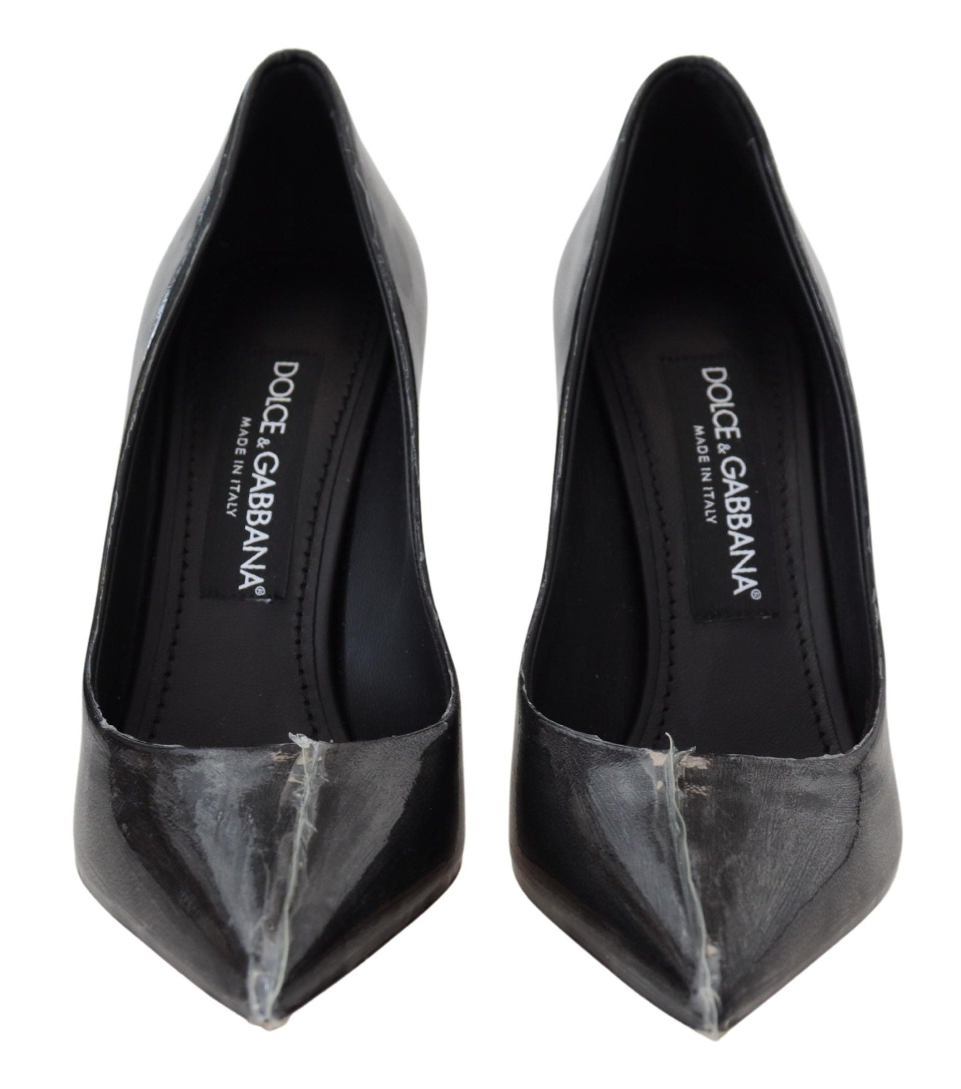 Dolce & Gabbana Schwarze Lederabsätze Pumps Kunststoffummantelte Schuhe