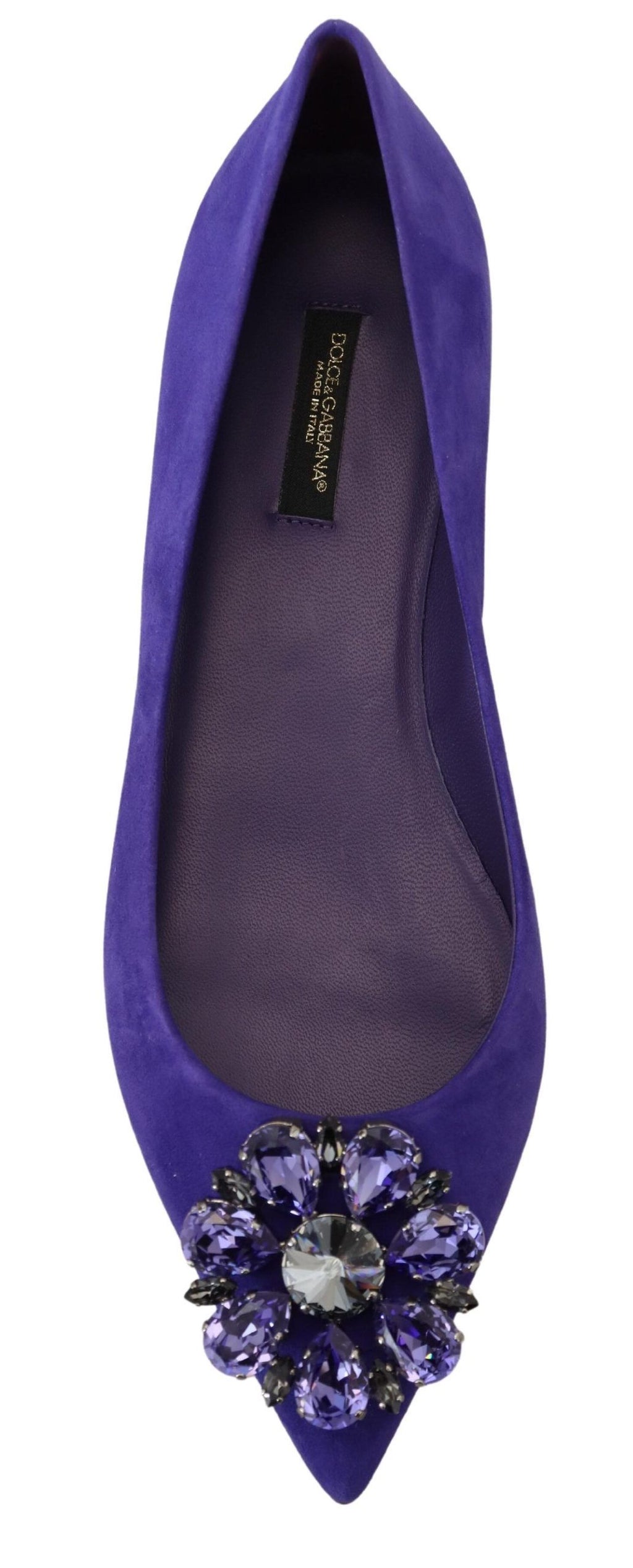 Dolce & Gabbana Lila Wildleder Kristalle Loafers Flats Schuhe