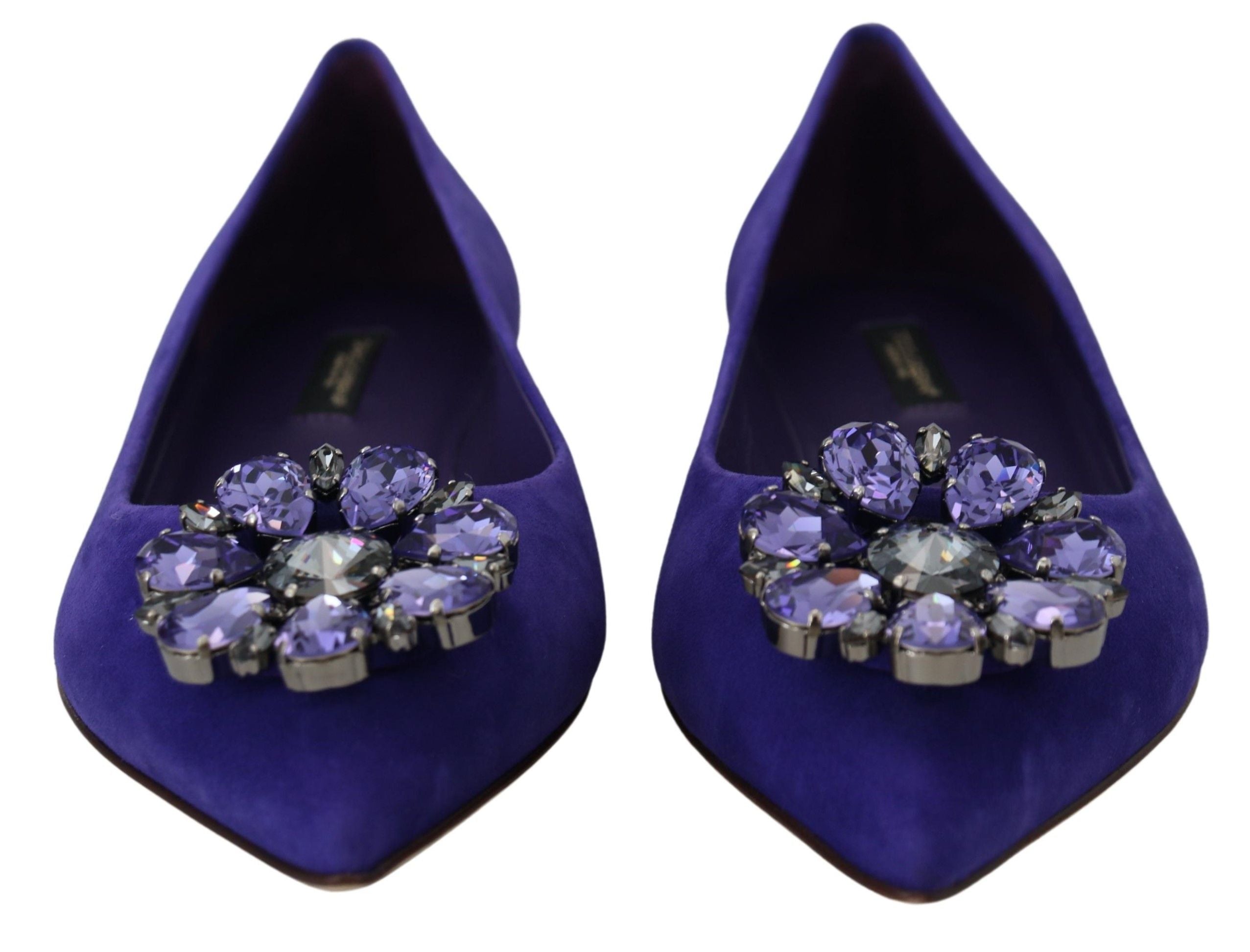Dolce & Gabbana Lila Wildleder Kristalle Loafers Flats Schuhe