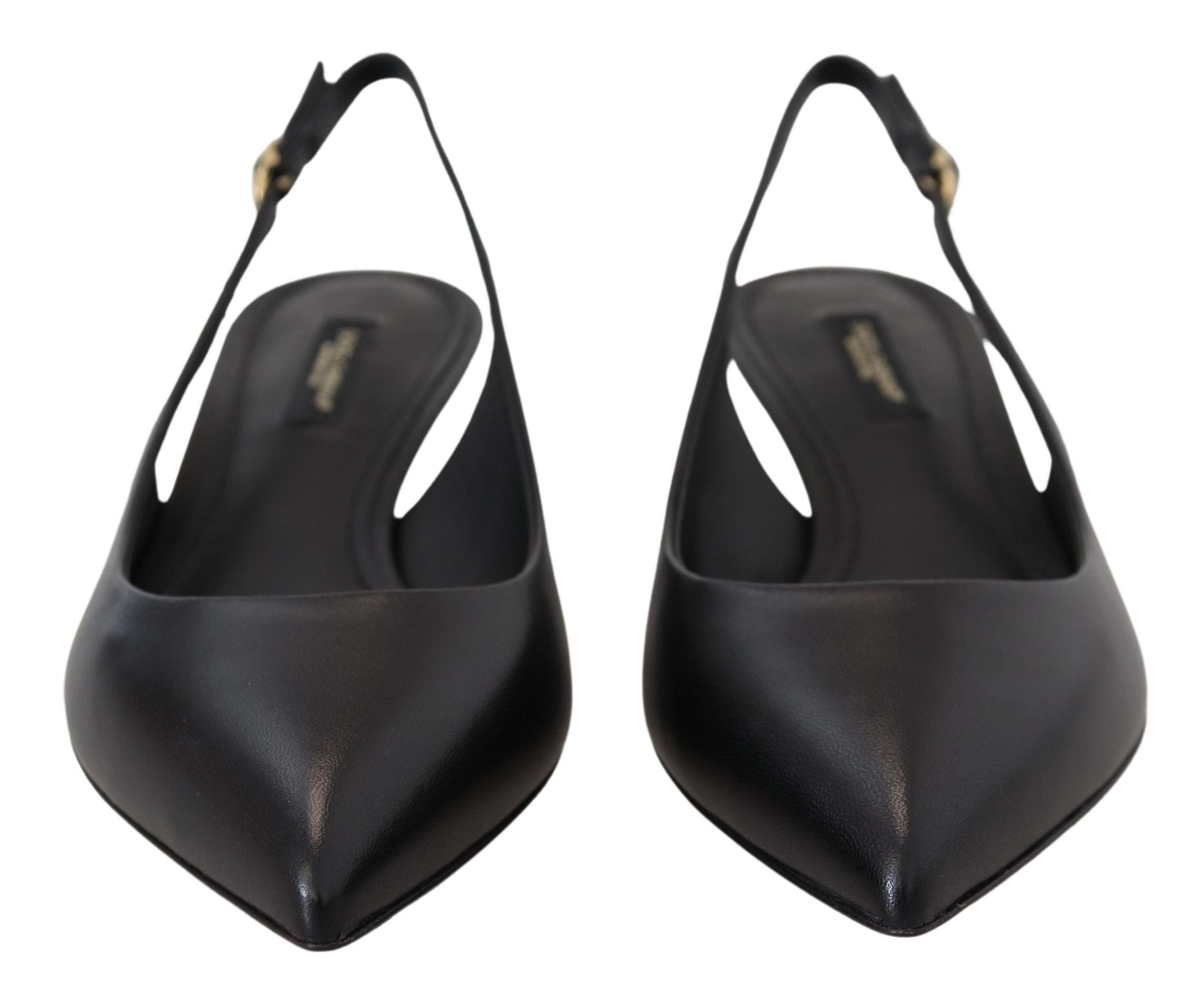 Dolce & Gabbana Schwarz Leder Slingbacks Heels Pumps Schuhe