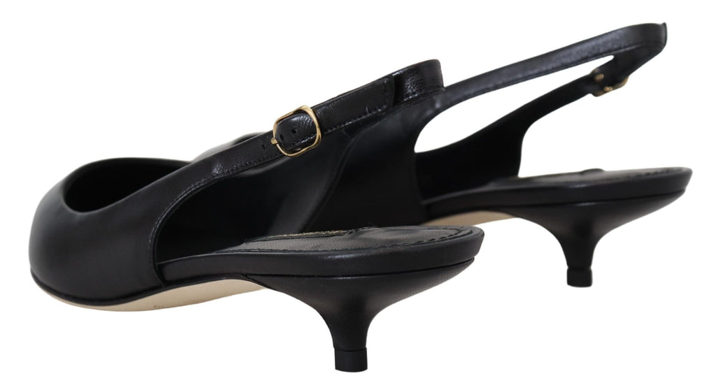 Dolce & Gabbana Schwarz Leder Slingbacks Heels Pumps Schuhe
