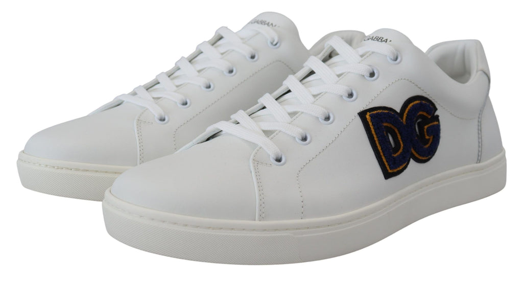 Dolce & Gabbana Weißes Leder DG Logo Casual Turnschuhe Schuhe