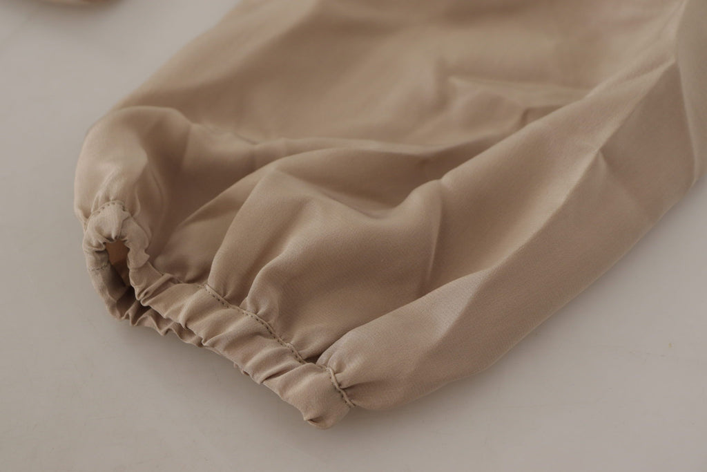 Dolce & Gabbana Braunes Taillenband Ärmel Ascot Kragen Top Bluse