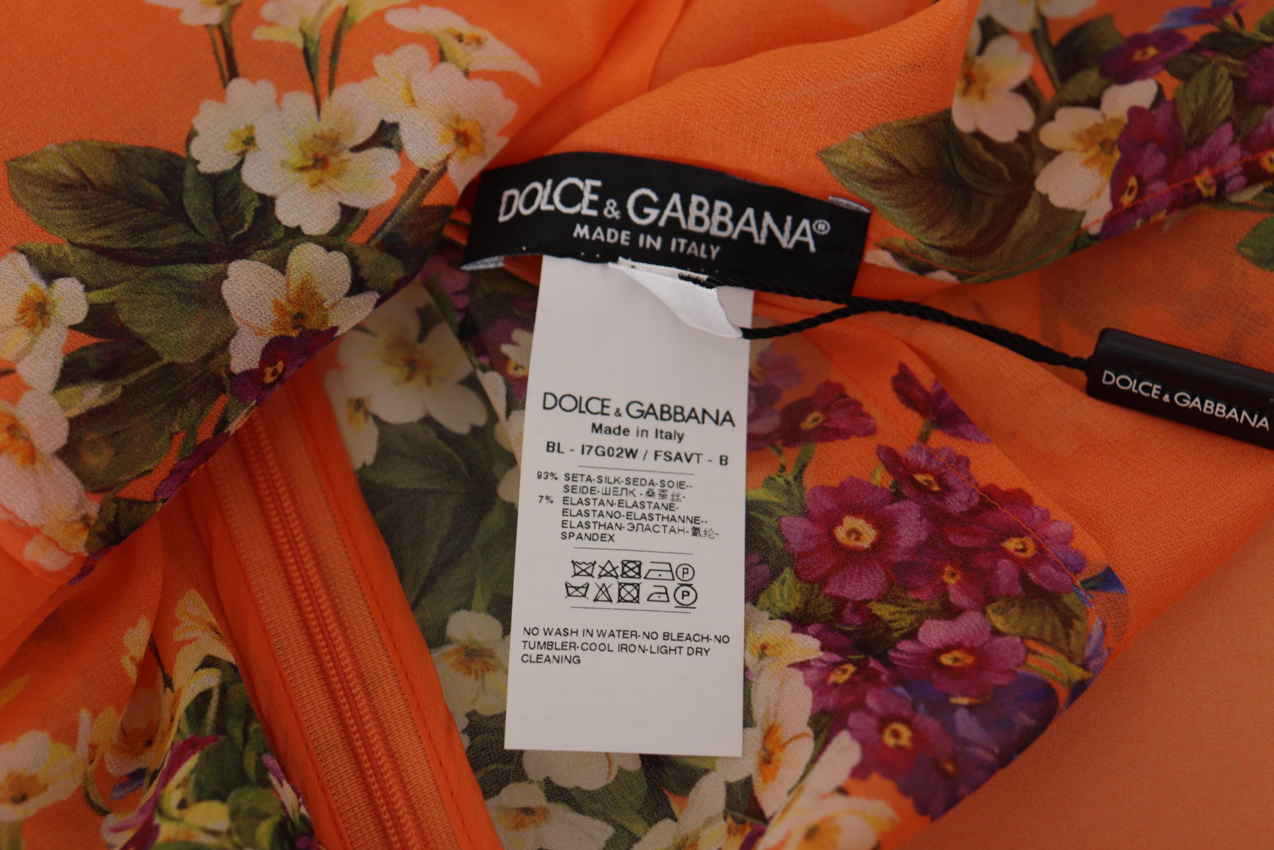 Dolce & Gabbana Orangefarbene Langarmbluse mit Blumendruck