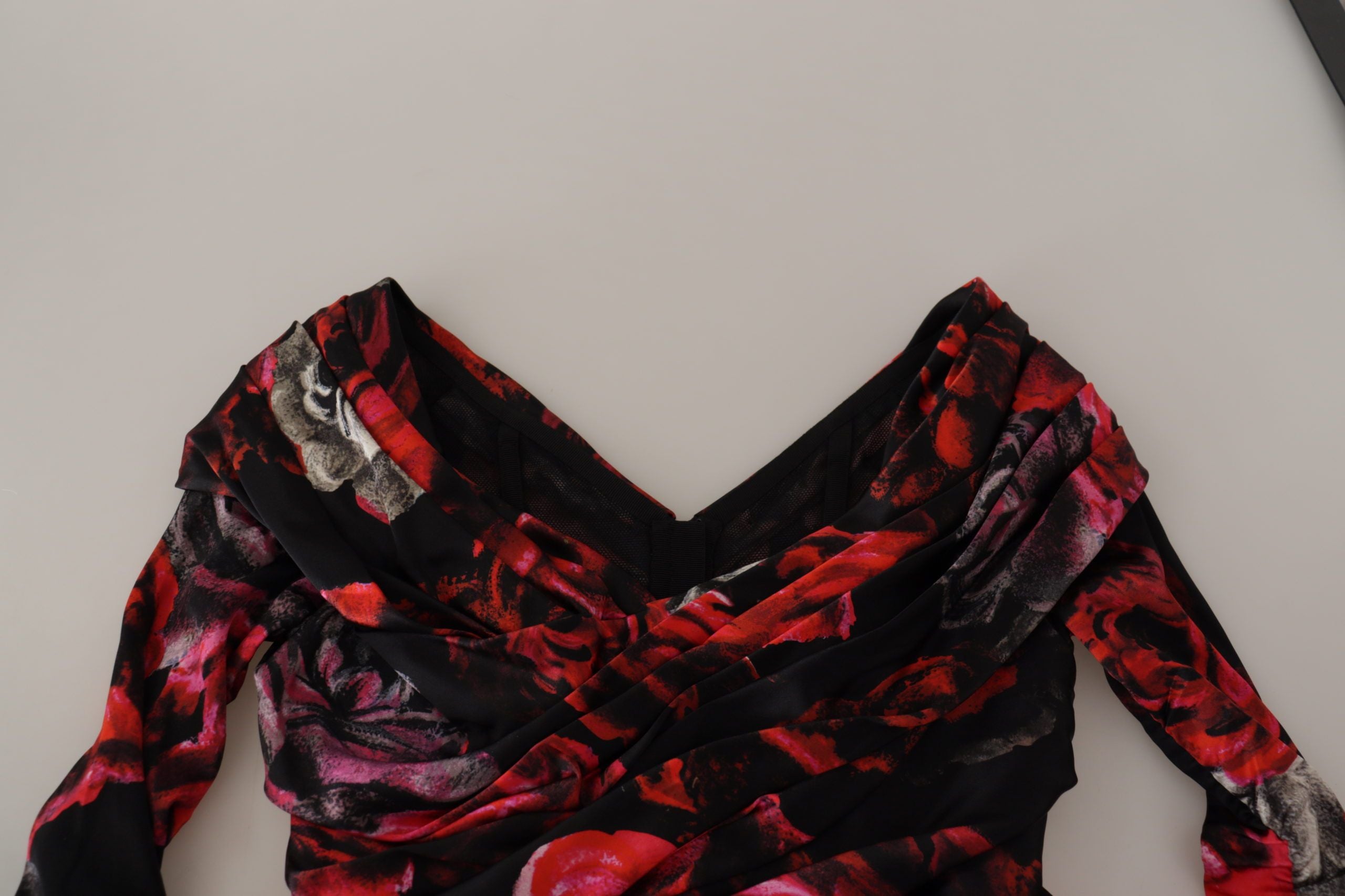 Dolce & Gabbana Schwarzes geblümtes Rosen A-Linien Etuikleid