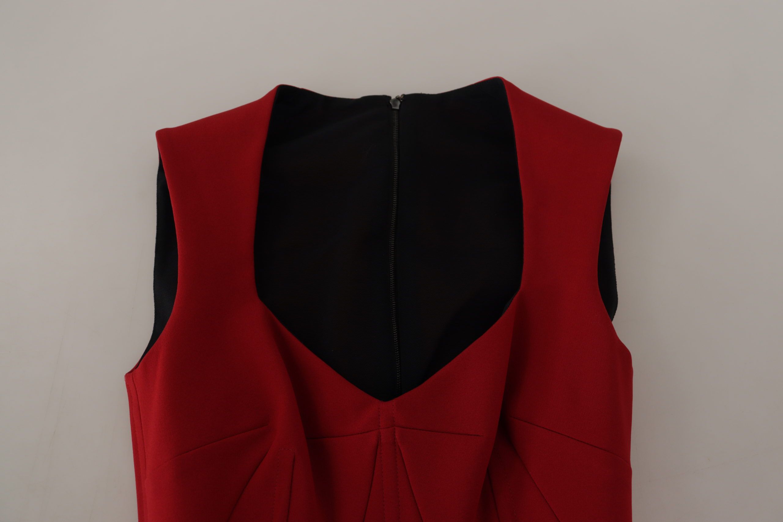 Dolce & Gabbana Rotes Bodycon Midikleid mit Sweetheart-Ausschnitt