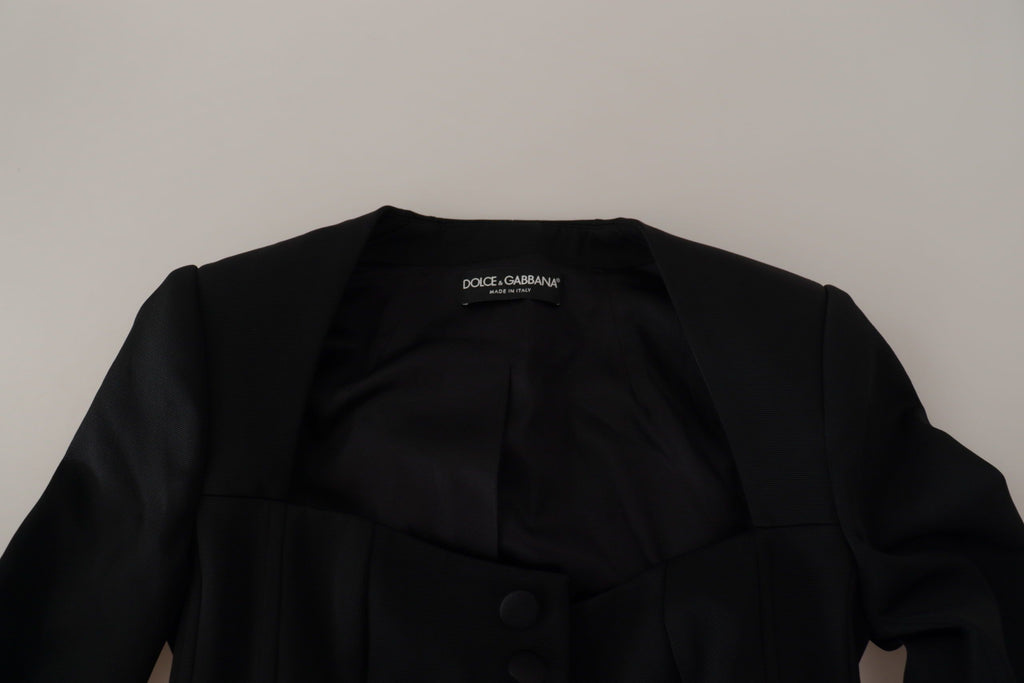 Dolce & Gabbana Schwarze Slim Fit Jacke mit langen Ärmeln und Schnappverschluss
