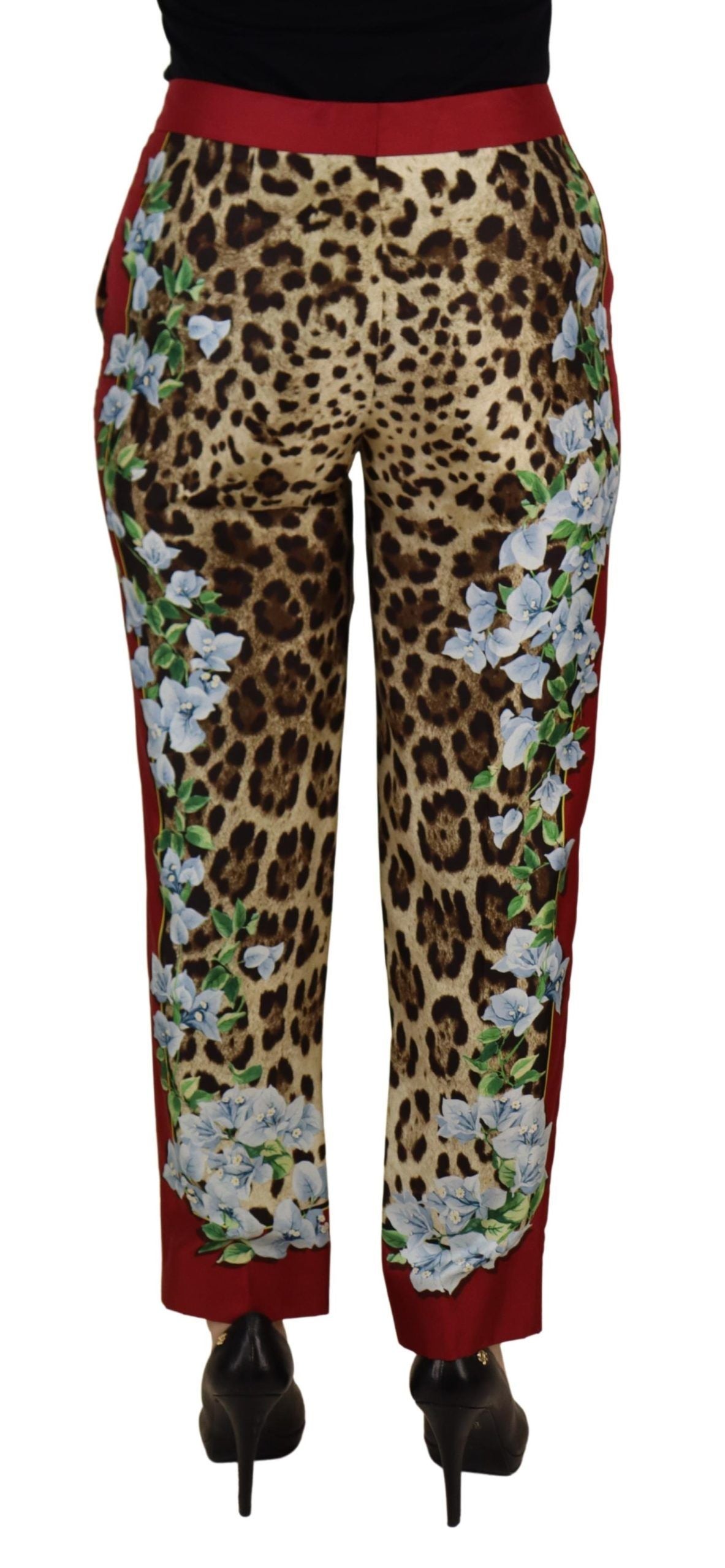 Dolce & Gabbana Multicolor Leopard Flora Gedruckt Mid Waist Hose Hose