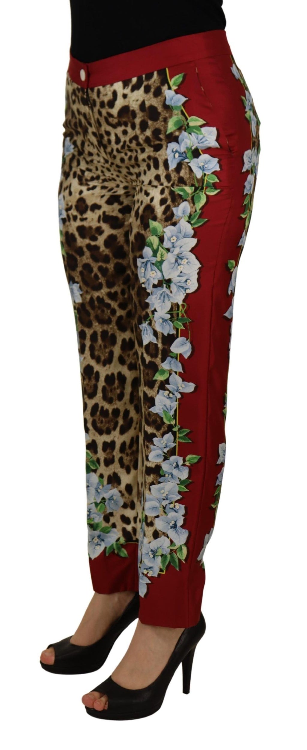 Dolce & Gabbana Multicolor Leopard Flora Gedruckt Mid Waist Hose Hose