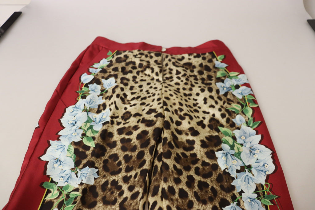 Dolce & Gabbana Multicolor Leopard Flora Gedruckt Mid Waist Hose Hose