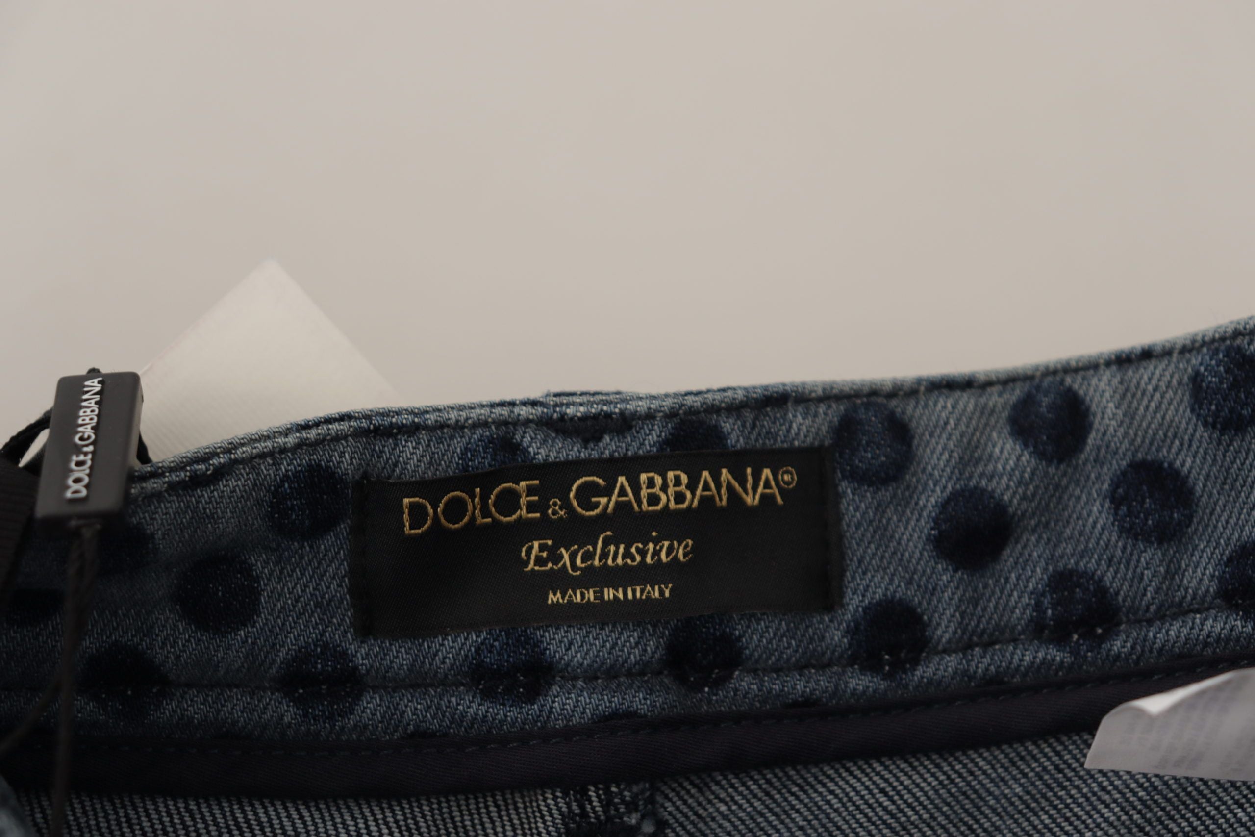 Dolce & Gabbana Blaue, geblümte Skinny-Jeans mit hoher Taille