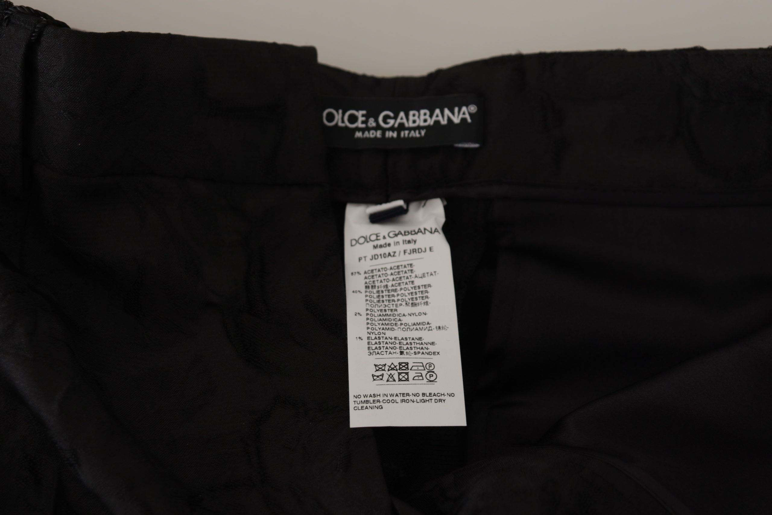 Dolce & Gabbana Schwarze Brokat-Hose mit hoher Taille