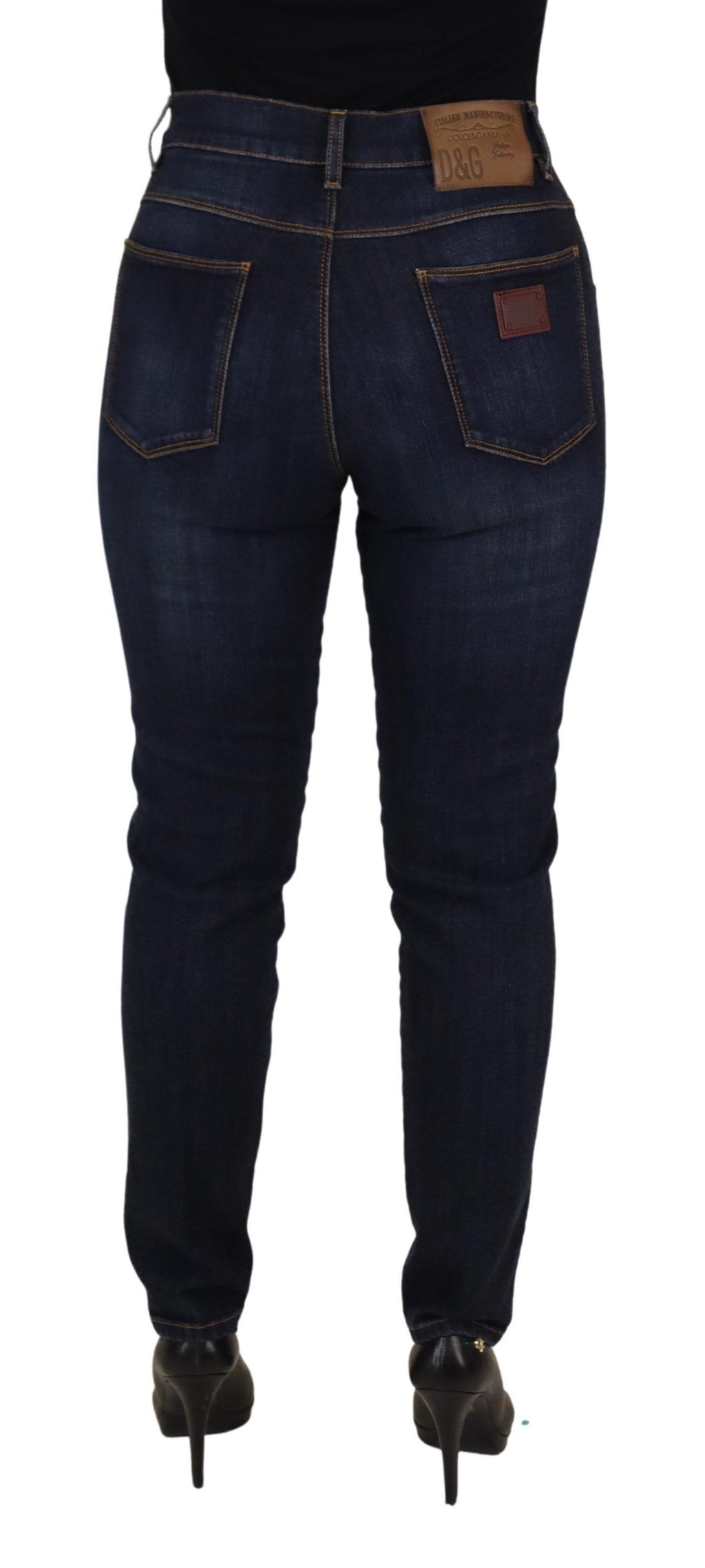 Dolce & Gabbana Blaue Baumwoll-Skinny-Denim-Jeans mit hoher Taille