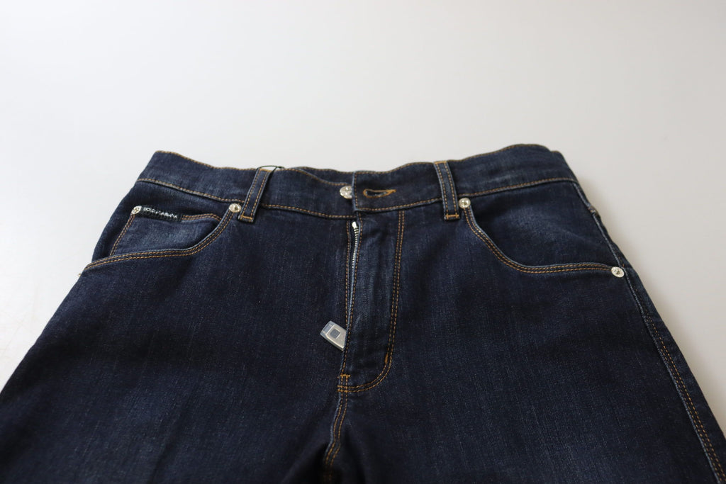 Dolce & Gabbana Blaue Baumwoll-Skinny-Denim-Jeans mit hoher Taille