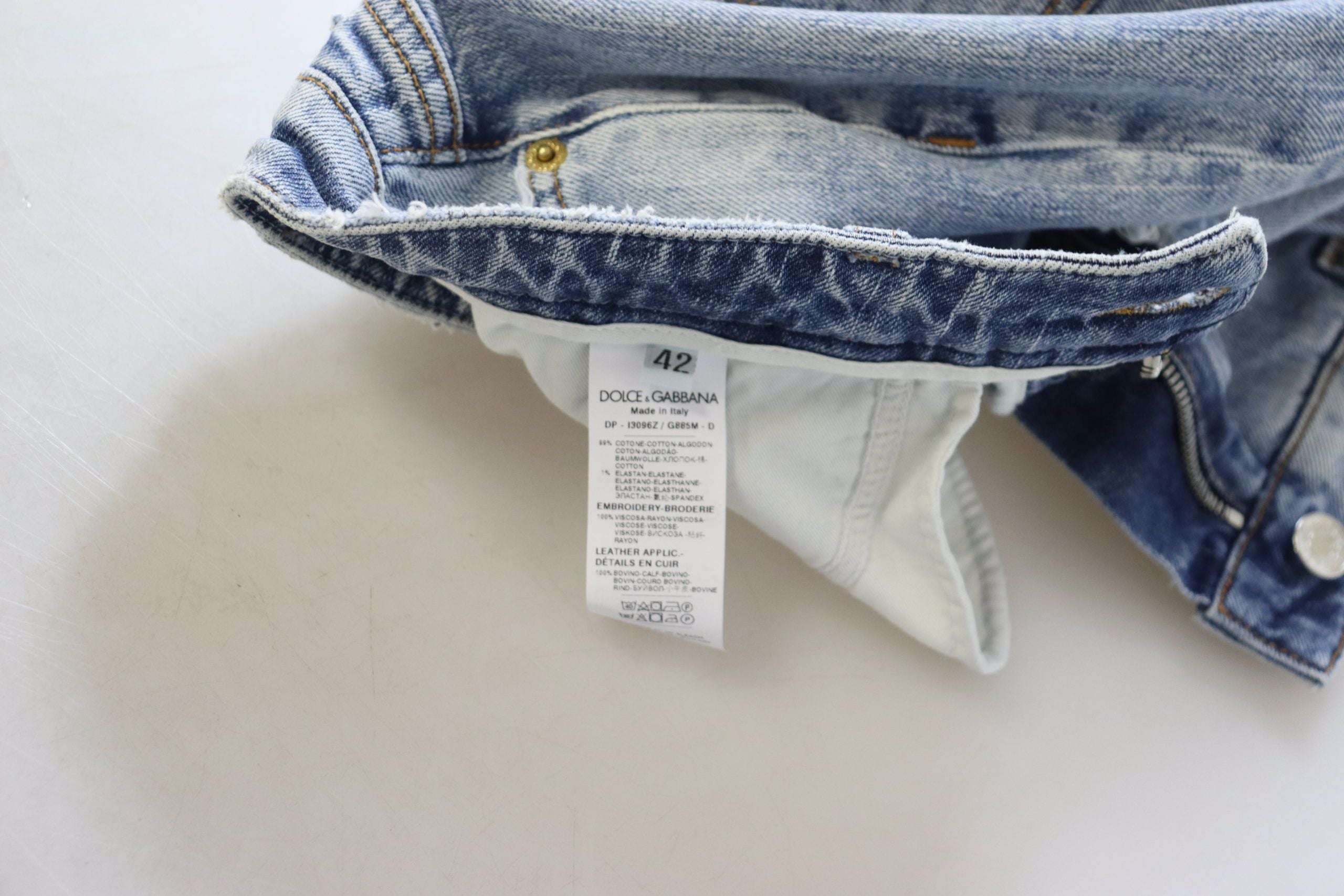 Dolce & Gabbana Blaue Baumwoll-Stretch-Skinny-Jeans mit niedriger Taille aus Denim