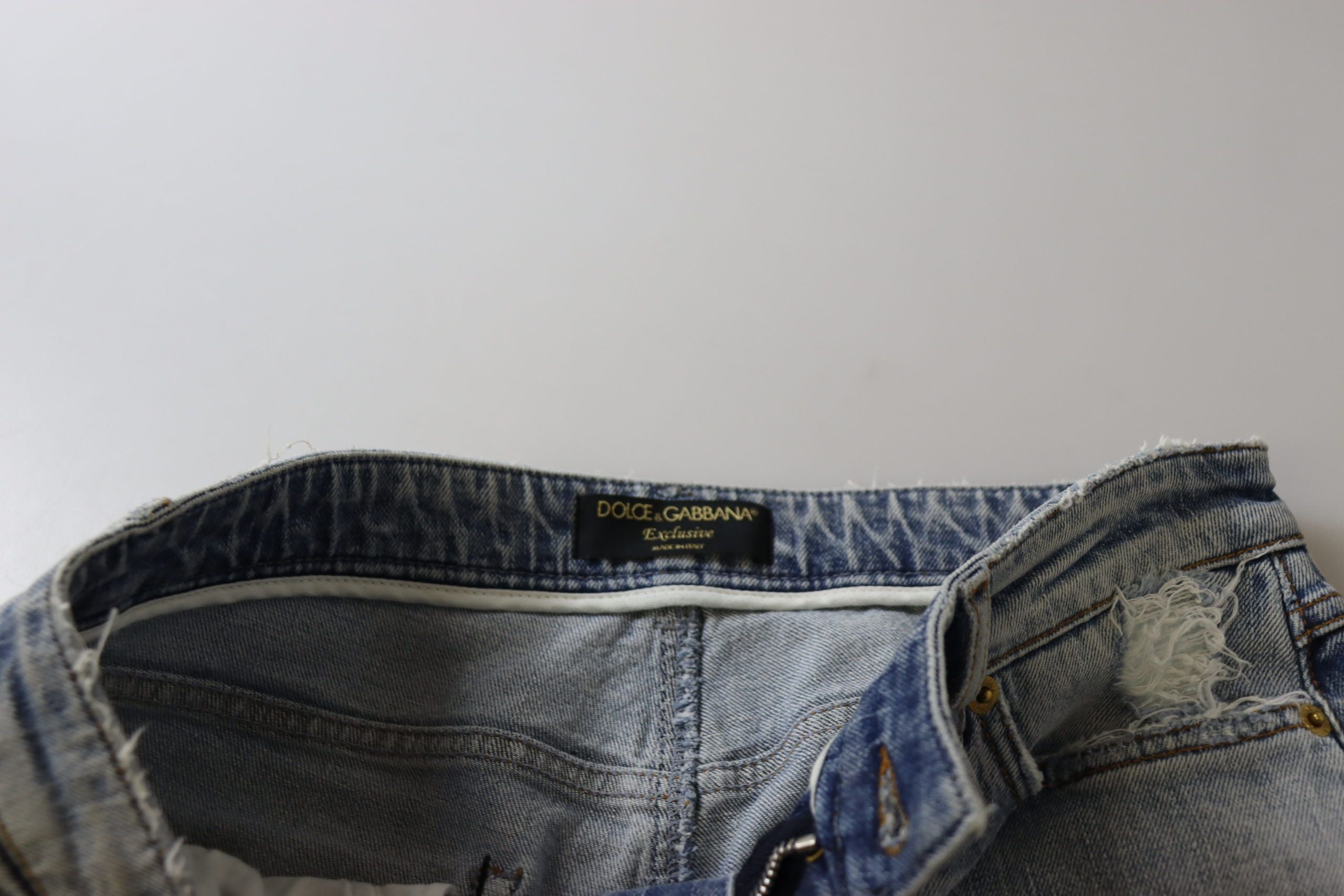 Dolce & Gabbana Blaue Baumwoll-Stretch-Skinny-Jeans mit niedriger Taille aus Denim