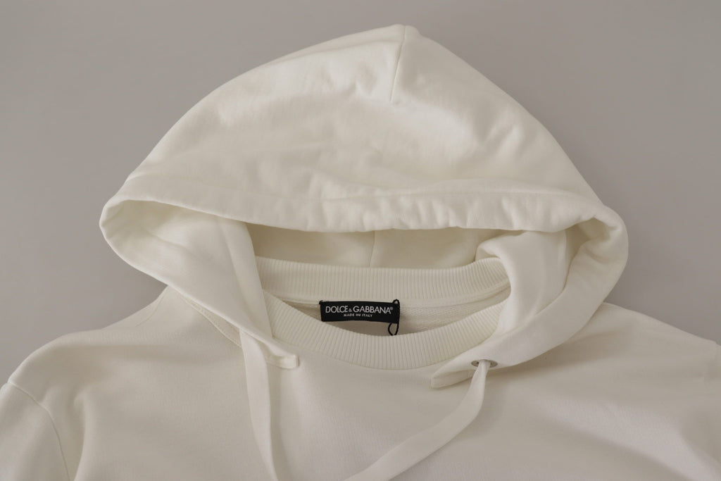 Dolce & Gabbana Weißer Kapuzenpullover bestickter Pullover
