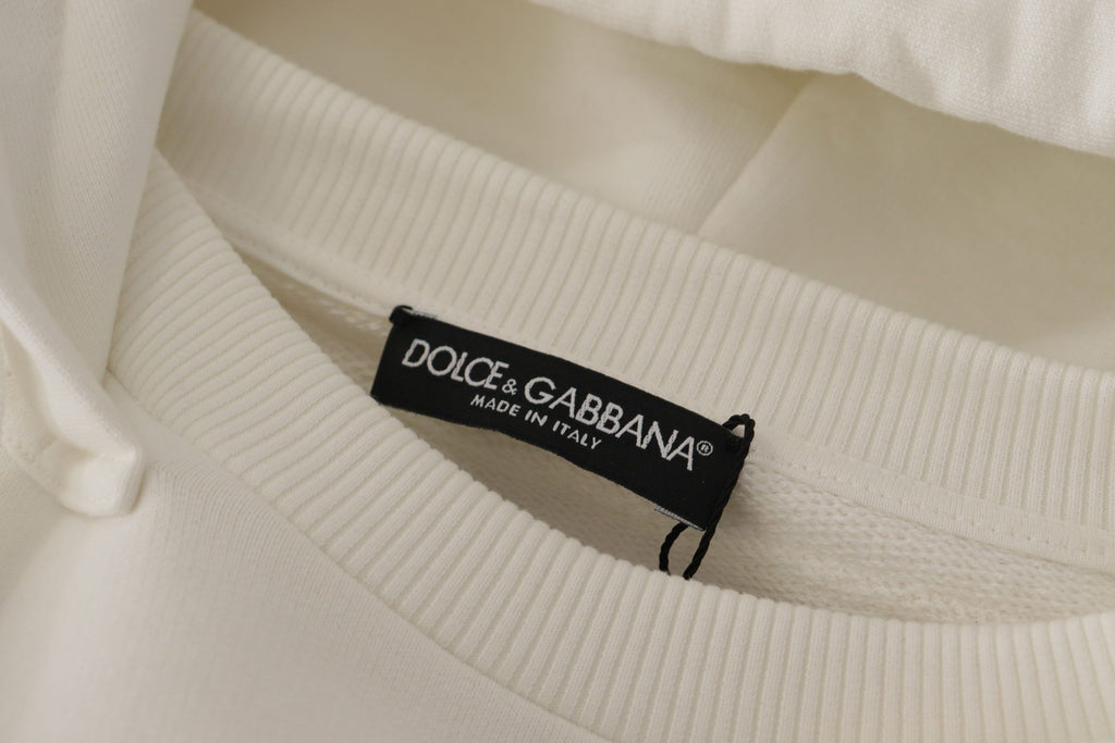 Dolce & Gabbana Weißer Kapuzenpullover bestickter Pullover